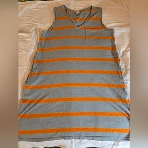 Toad&Co. XL Green-Grey and Orange Mini dress with Pockets! Hemp & Organic cotton